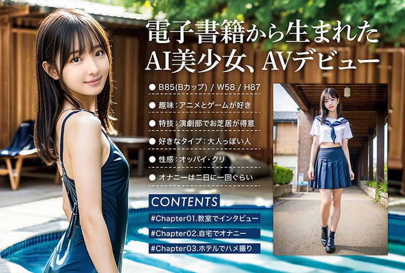 【AI写真集発！】空想制服美少女 AI MODEL AV DEBUT ちっぱい編＃1～電子書籍から生まれたAI美少女、AVデビュー～ 2